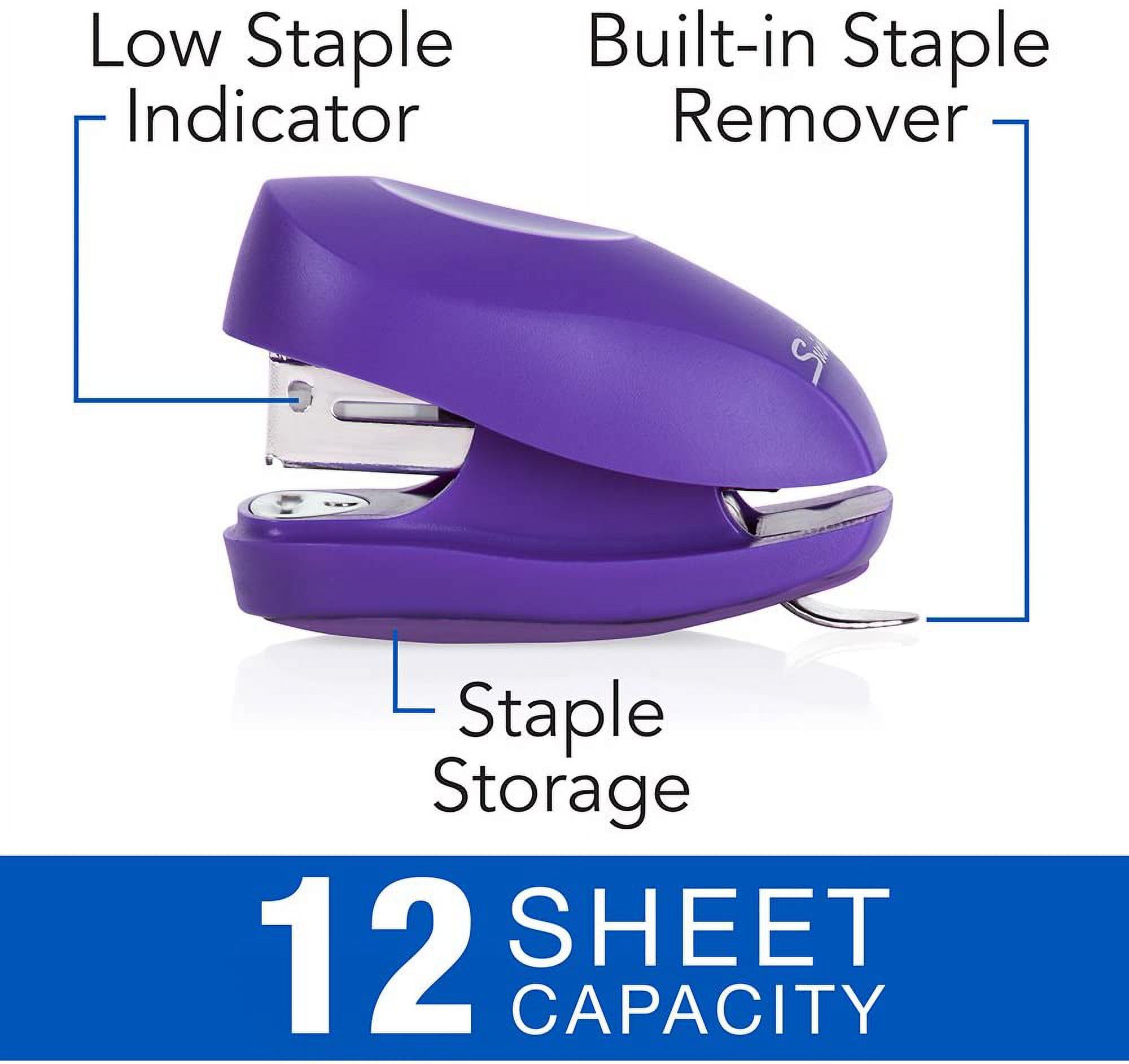 Swingline Mini Stapler Tot 12 Sheet Capacity Includes Built-In Staple Remover & 1000 Standard Staples Purple - S7079173